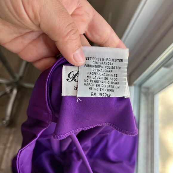 VTG Blondie Nights Y2K Purple Asymmetrical Ruffle Satin Prom Dress Sz 11 - Picture 9 of 9